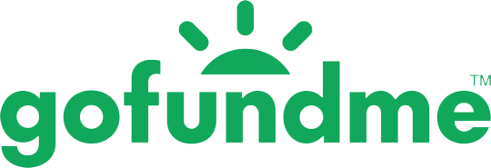 A green logo for gofundme with a sun in the middle