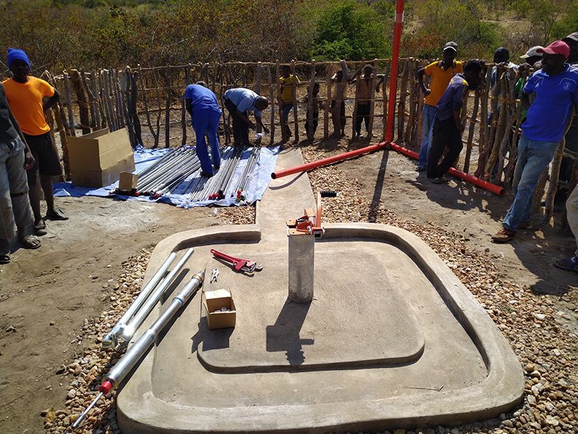 Water well installed in a village