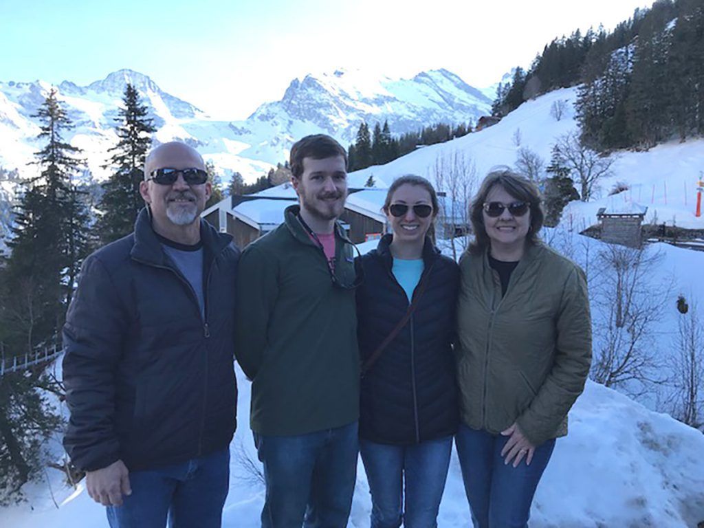 Nick Coover spends time with his parents on the mission field in the snowy mountains.