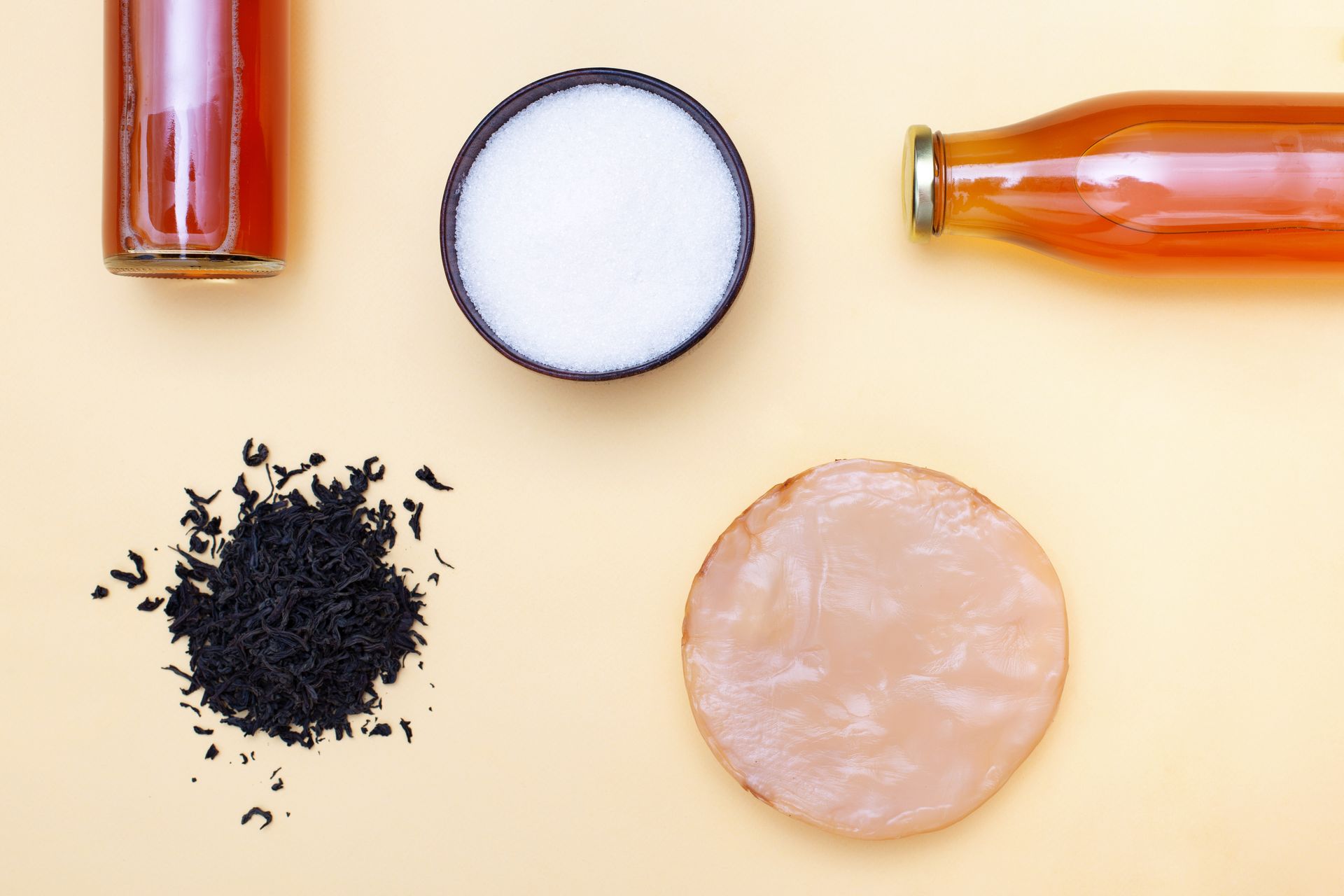 Ingredients to make kombucha, including sugar, tea, and soby - Sugar for Fermentation Products & Non-Food