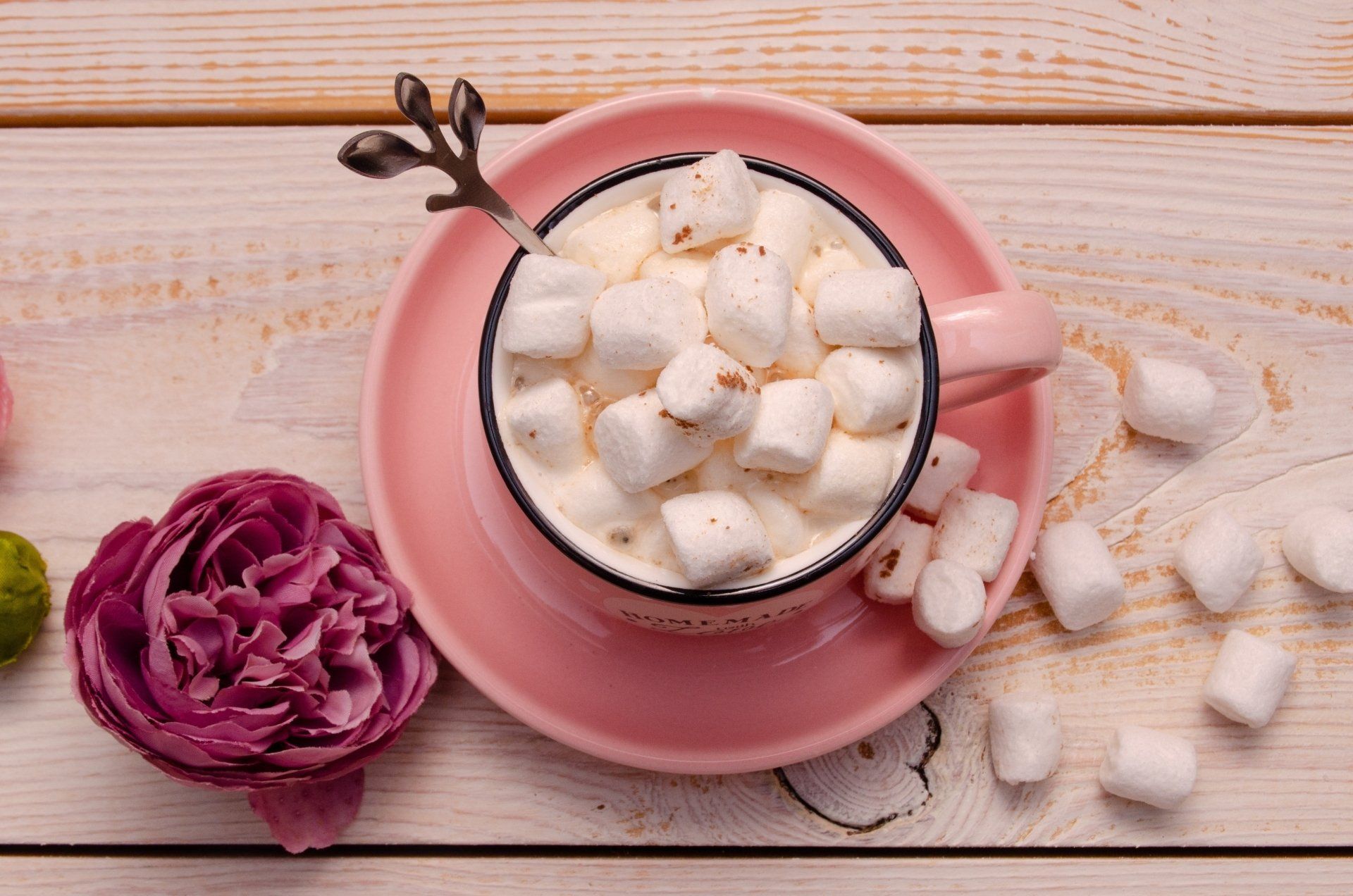 hot chocolate in a mug with sweetened sugar