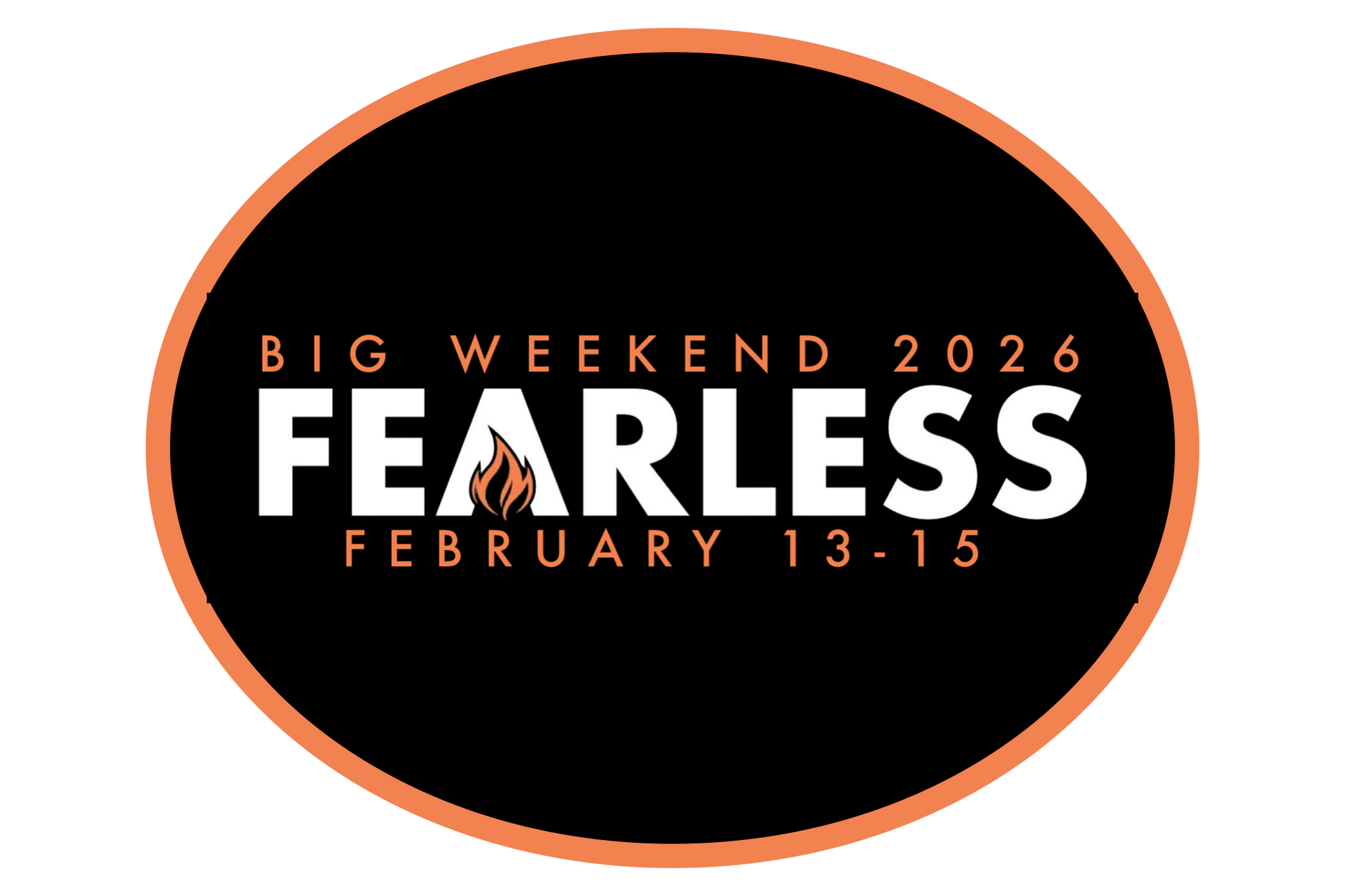 Black circle with the words 