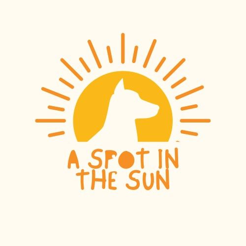 Logo: Silhouette of a dog inside a yellow sun with the text "A SPOT IN THE SUN" in orange.