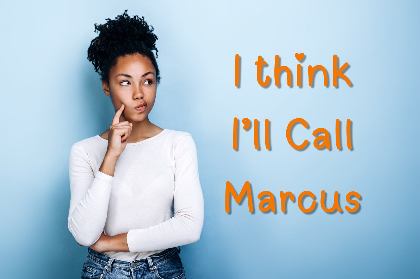 woman thinking about making a call
