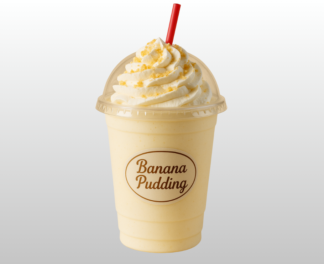 A banana pudding milkshake with whipped cream