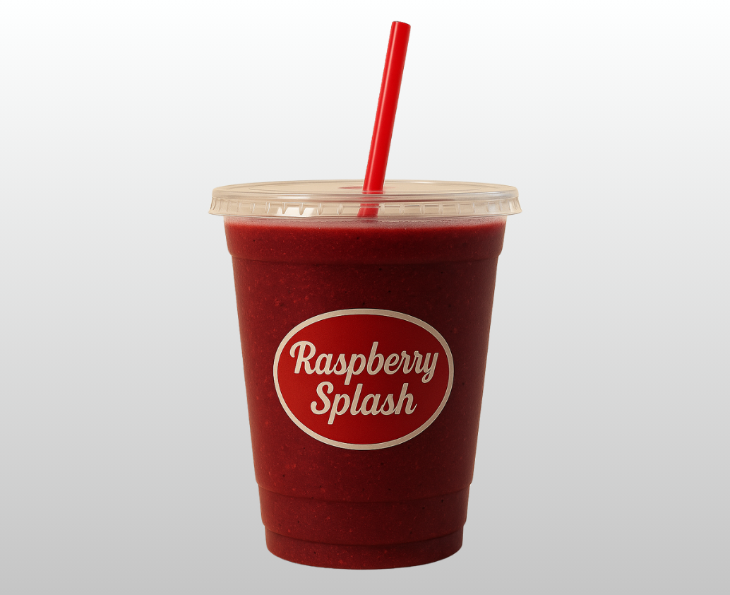 A cup of raspberry smoothie