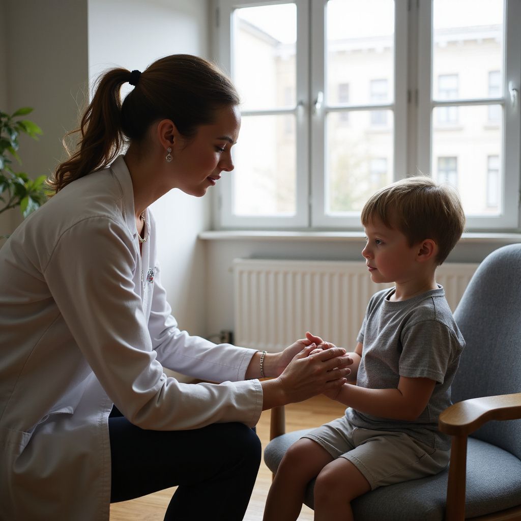 A child with a caregiver