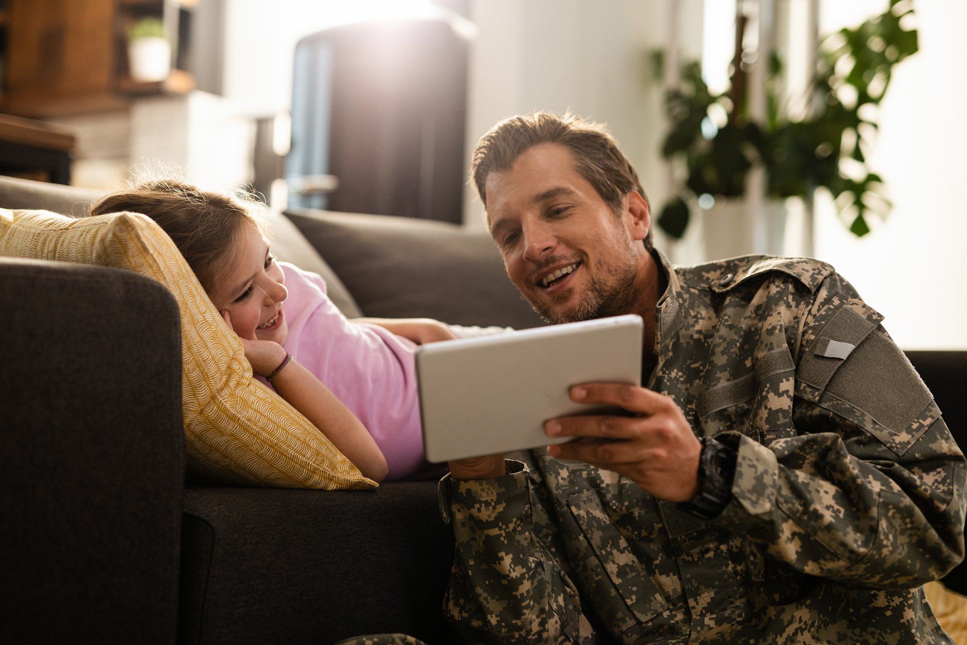 Happy Military Father and Daughter — Las Vegas, NV — Absolute Air Conditioning & Heating