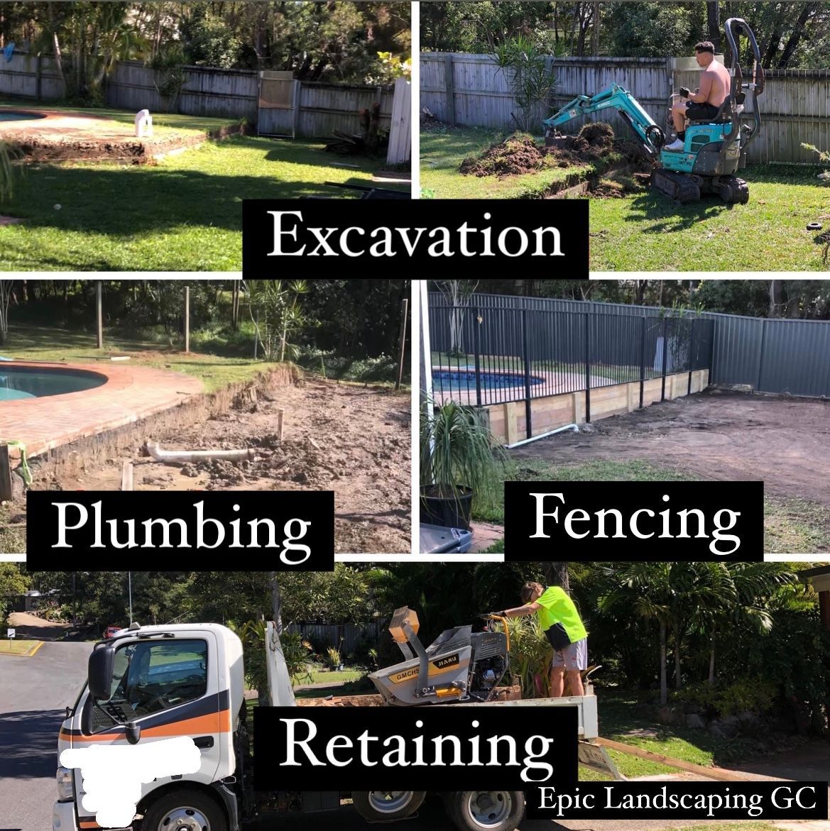 Excavation/plumbing/fencing/retaining