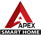 Logo for Apex Smart Home. Red and white 