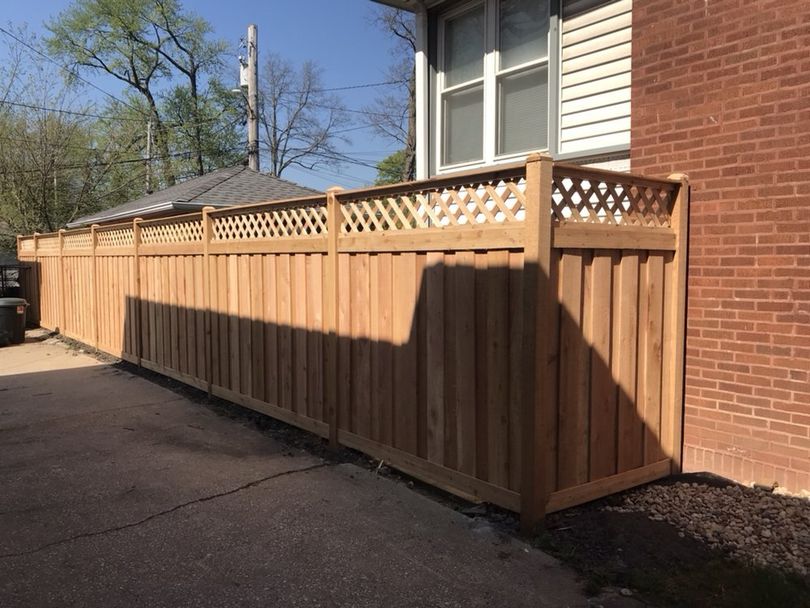 Board with Square Lattice Corner — Maywood, IL — Anaya and Sons Fence Company