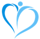 A blue heart with a person inside of it