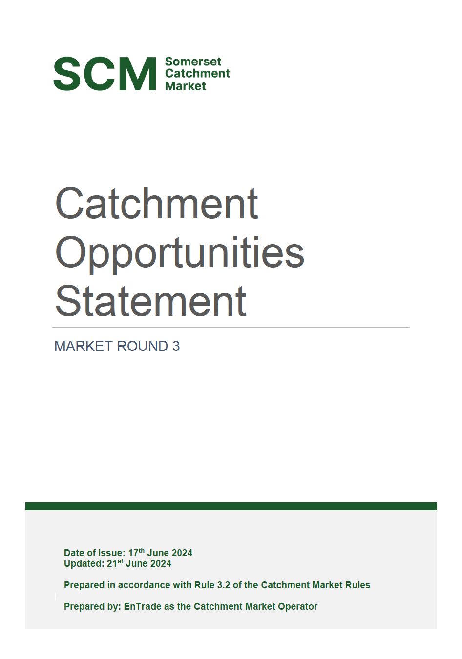 Cover page of Catchment Opportunities Statement