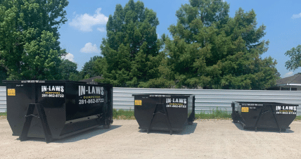 10, 15, and 20 yard dumpsters side by side