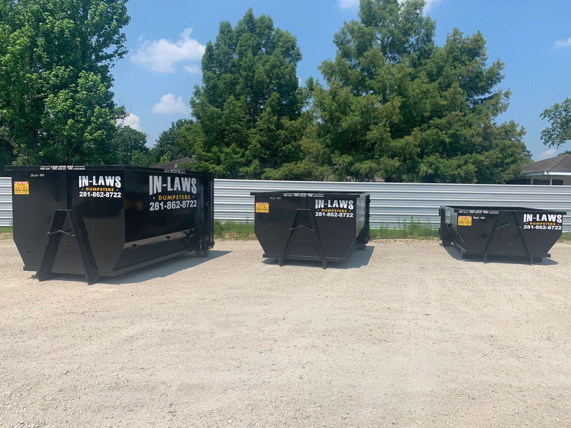 A photo of dumpster rental options in Houston, Texas.