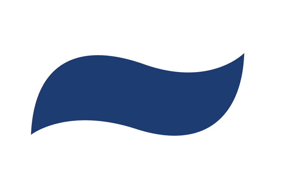 Blue wavy ribbon-like shape on a white background