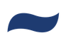 Blue wavy ribbon-like shape on a white background
