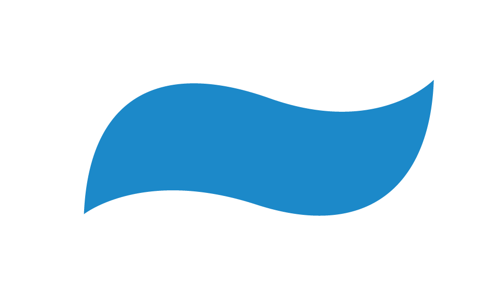 Blue wavy banner shape on a white background