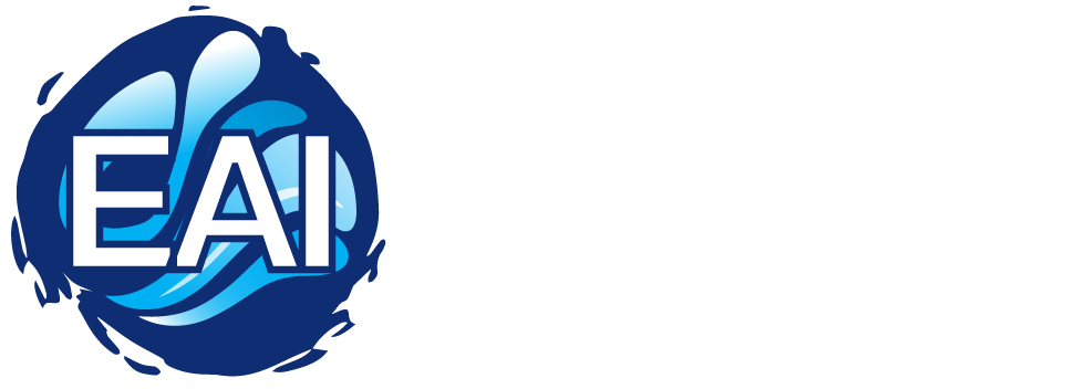 Blue circular EAI logo with white letters and a stylized wave design