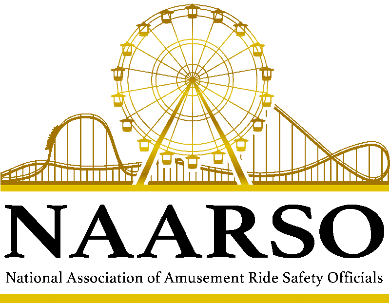 NAARSO logo with gold amusement park rides above the text “National Association of Amusement Ride Safety Officials”