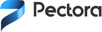 Pectora logo with a blue ribbon-like icon and black wordmark on a white background