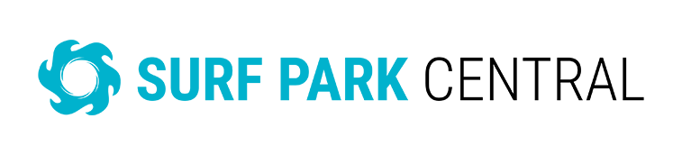 Surf Park Central logo with teal wave icon and black-and-teal text on white background