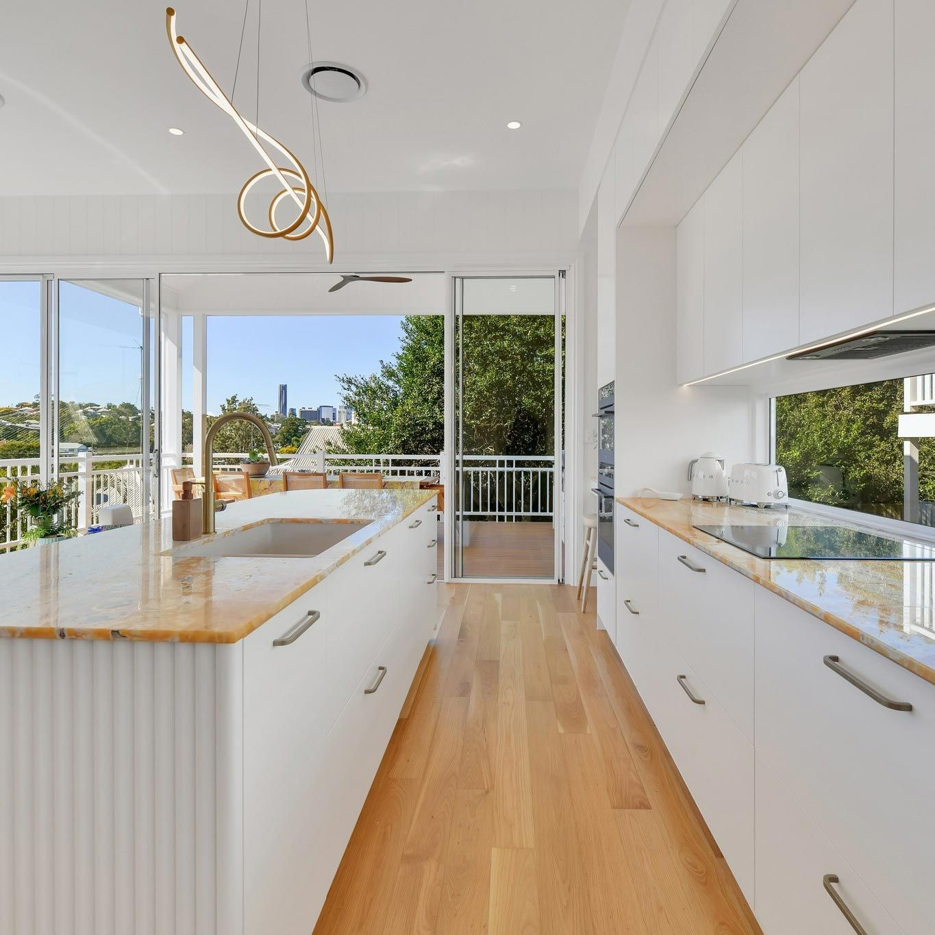 Kitchen And Dining Area With Custom Cabinets