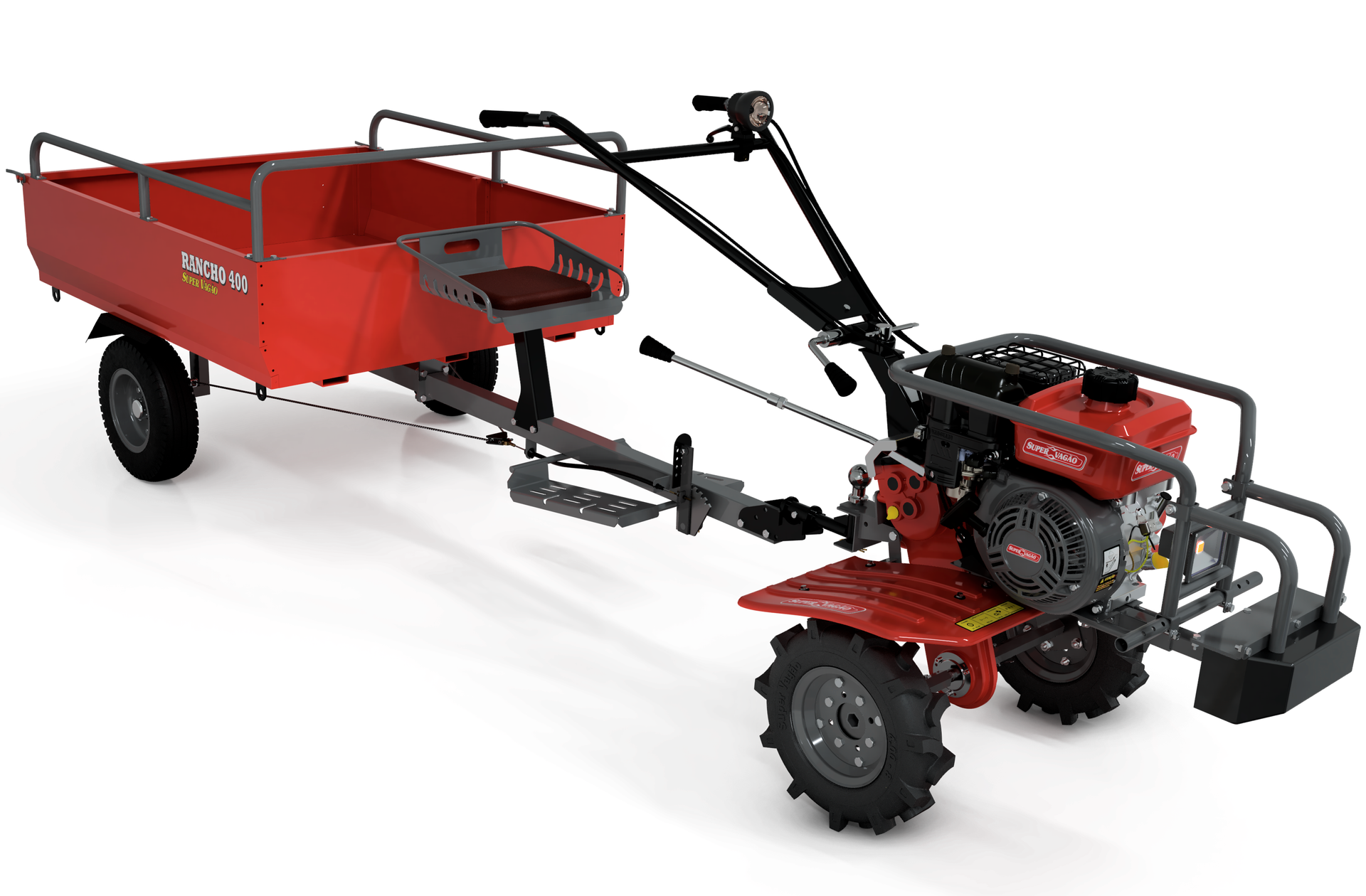 Conjunto Motocultivador  7.5 HP e Carreta 400 kg