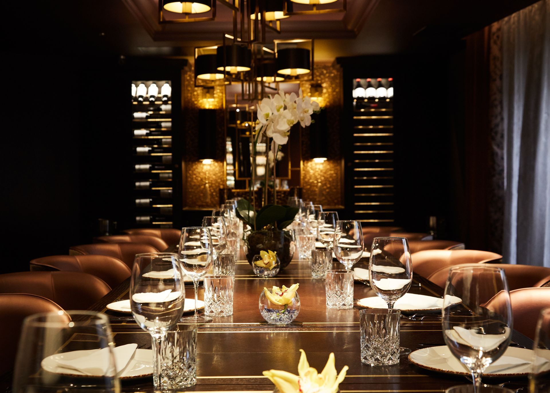 dining room in la dragon set up for a private event