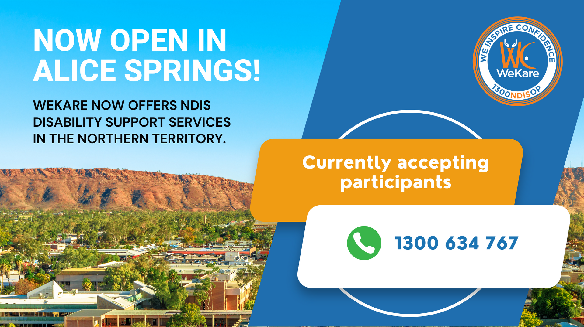 WeKare is now offering NDIS disability support services in Alice Springs Northern Territory