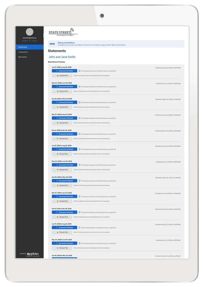 Tablet showing search results for 
