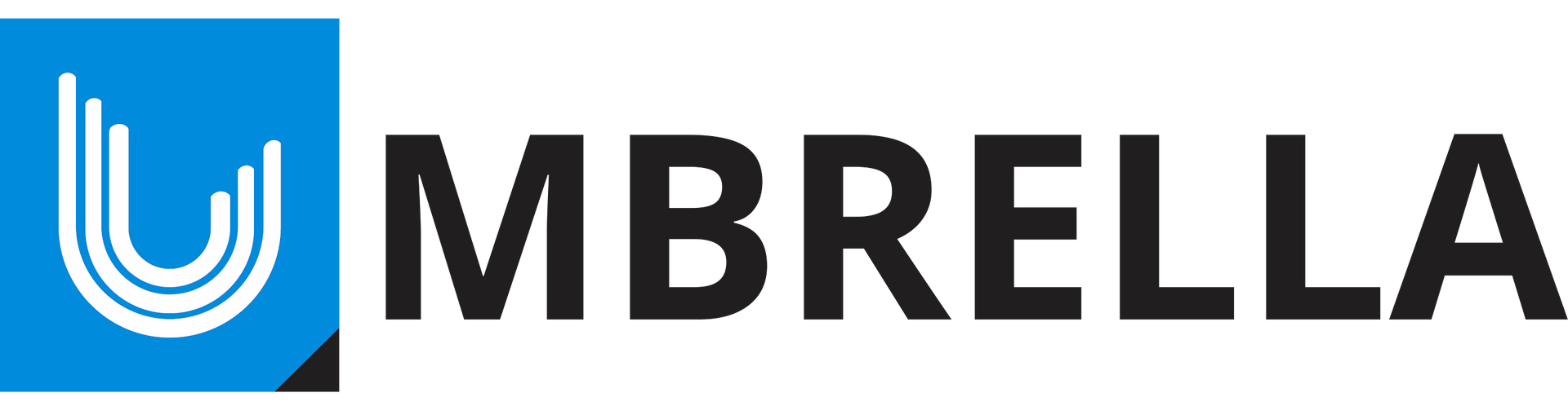 The logo for umbrella is blue and black with a white u on it.