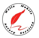 A logo for wells mobile notary services with a red feather