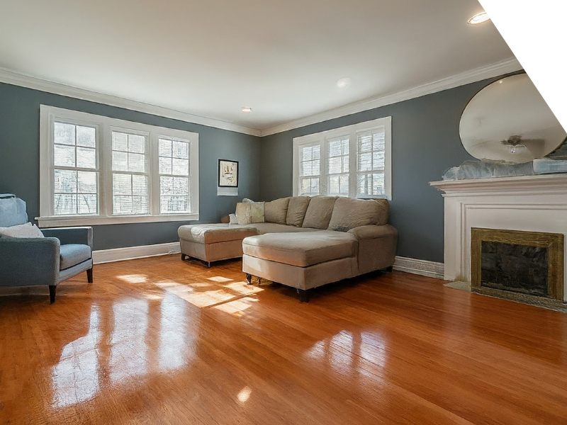 A photo of room after floor refinishing