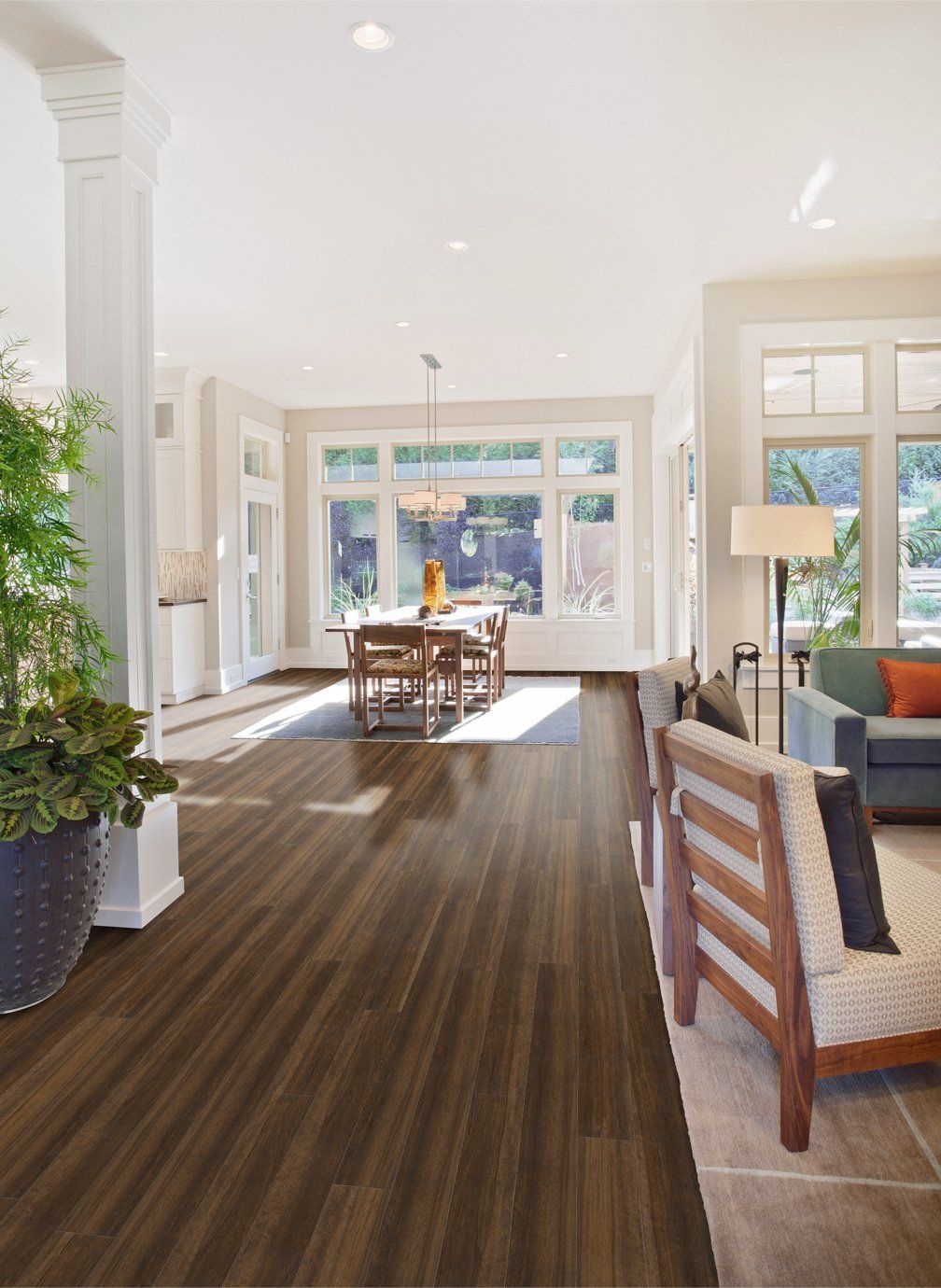 Cali Hickory Brook Vinyl Flooring for a homey Calabasas home with an off-white motif