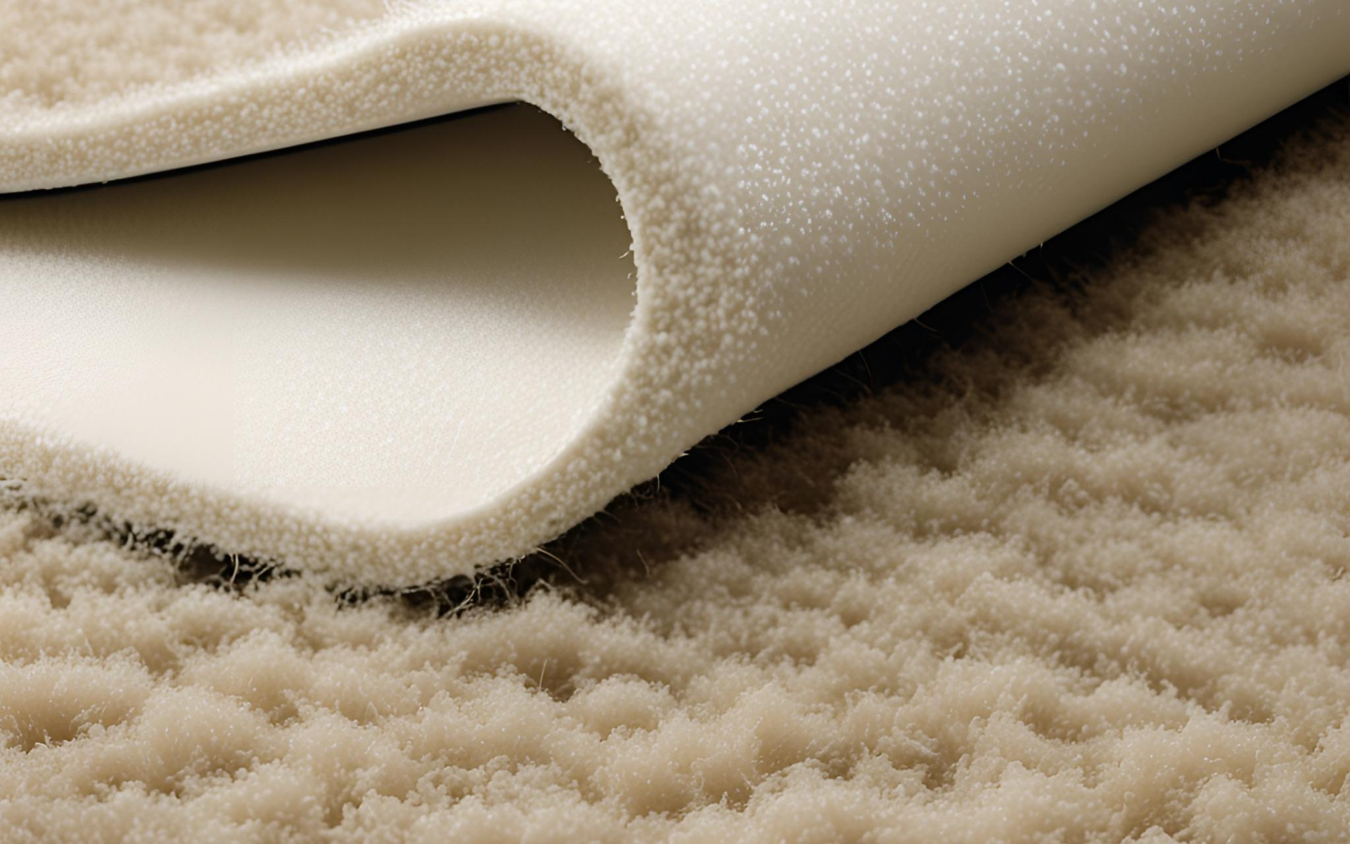 A close up of a piece of fiber padding on top of a carpet.