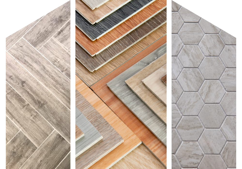 A collage of different types of flooring