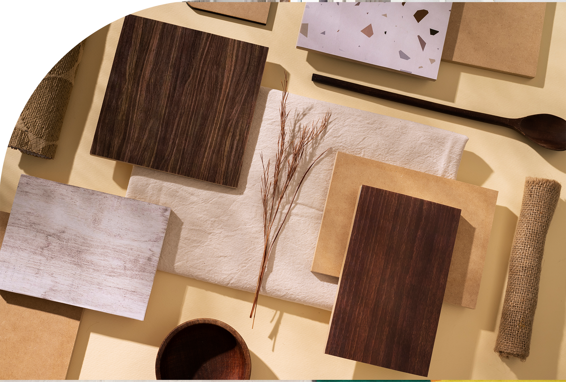 There are many different types of wood on the table.