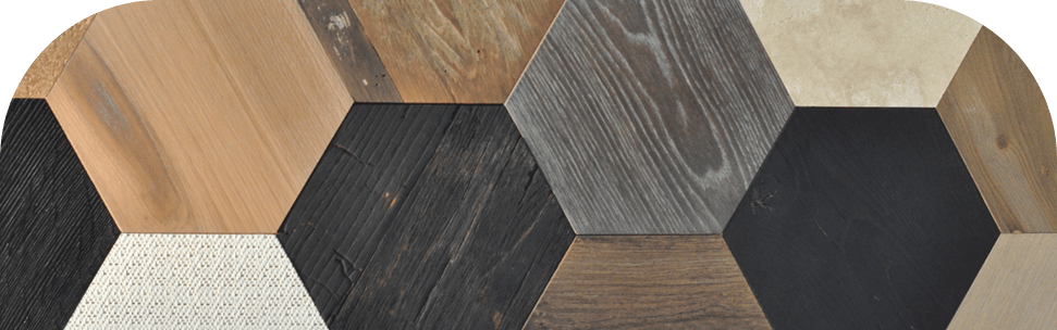 Hexagonal tiles with different materials