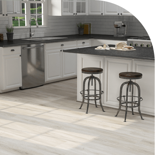 clean kitchen with luxury vinyl as flooring