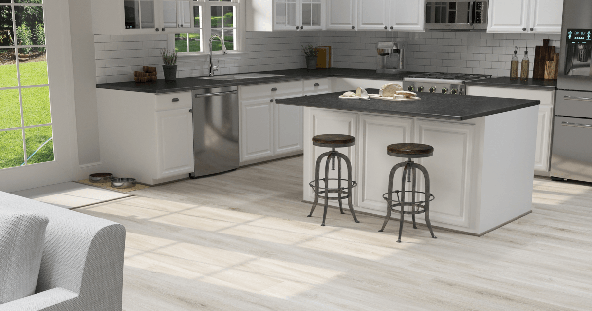 clean kitchen with luxury vinyl as flooring