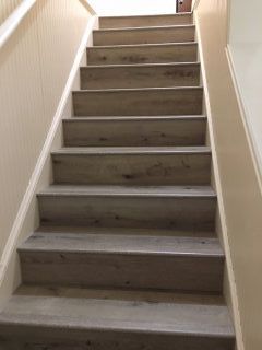 Aged Hickory vinyl flooring on stairs