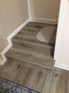 Aged Hickory vinyl flooring on stairs