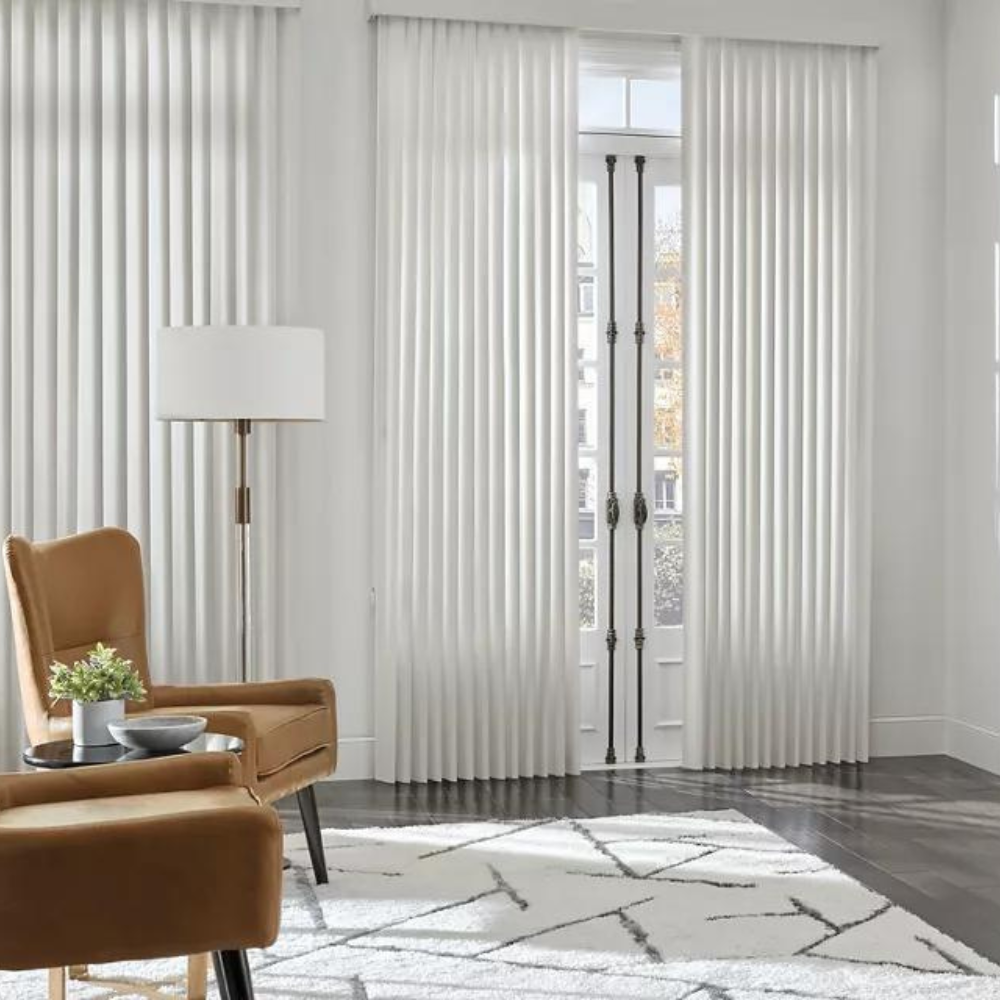 textured fabric white vertical window blinds