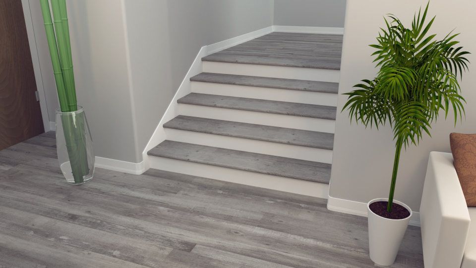 gray ash vinyl flooring on staircase