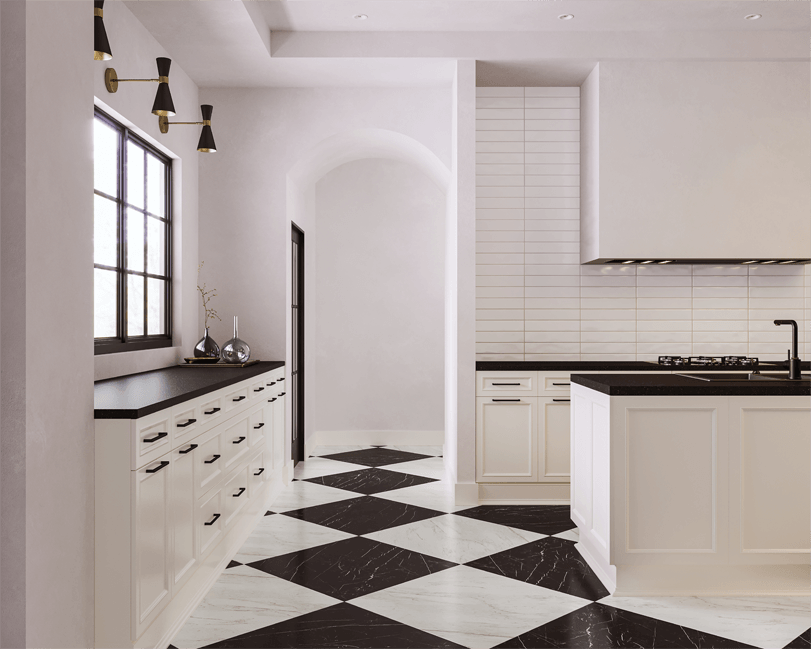 premium black and white kitchen floor tiles