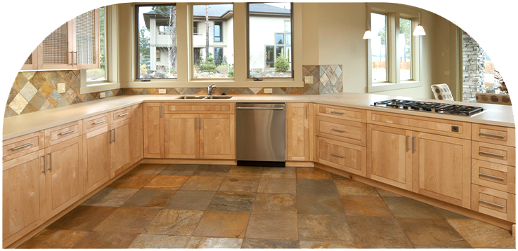 rustic kitchen and flooring