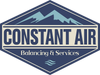 Logo for Constant Air, a balancing and services company. Dark blue with mountains and three wavy lines.
