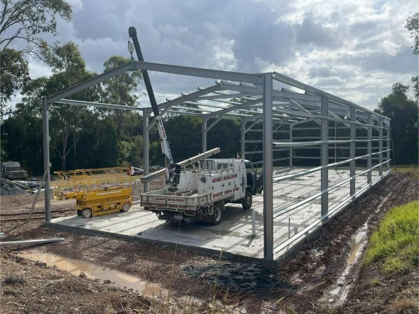 Steel Frame Building Under Construction — Bridgey's Constructions in Nowendoc, NSW