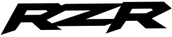 A black and white logo for rzr on a white background.